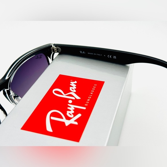 Ray-Ban Steve Sunglasses RB4487 Polished Black on Transparent Frame Gray Lenses! - Picture 11 of 14